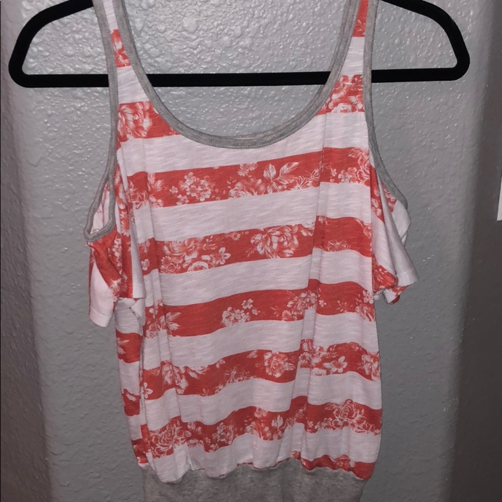 Off the shoulder striped shirt